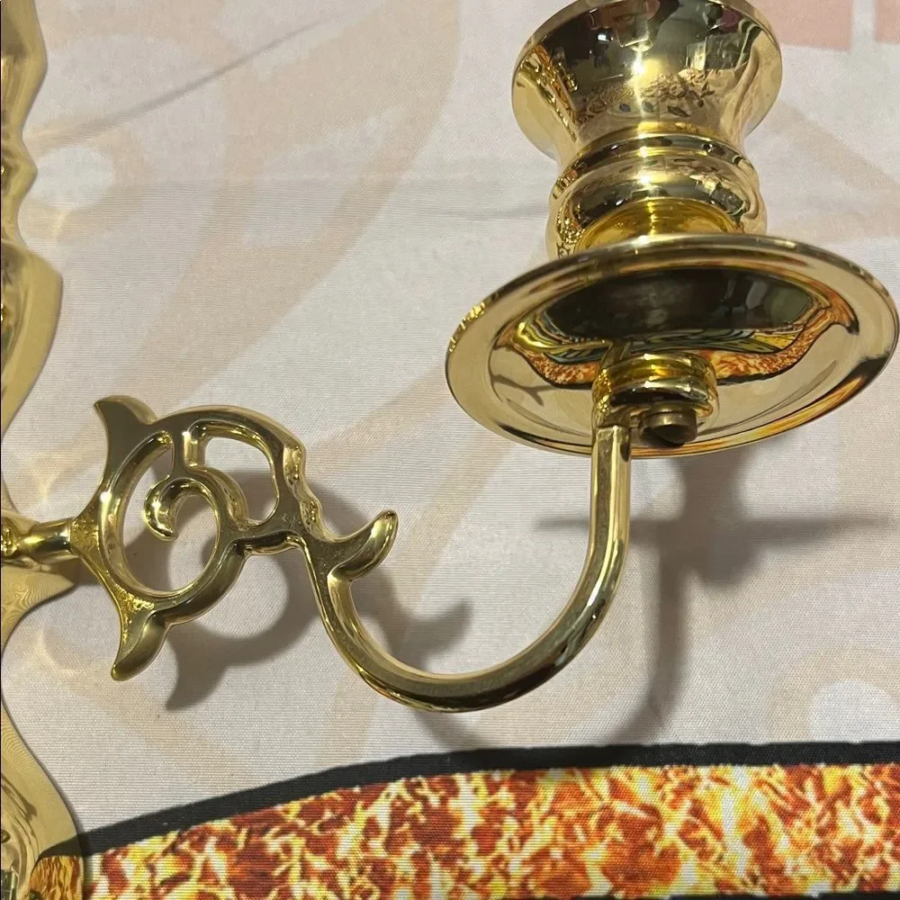Vintage Brass Double Candle Sconce - Picture 5 of 9